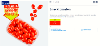 1 Kilo snoeptomaatjes voor €1,99 bij de Aldi