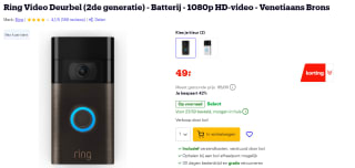 Ring video deurbel 2 voor €49 bij Bol