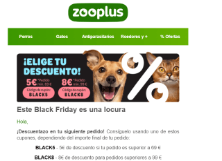 Hasta 8 € descuento en Zooplus