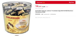 Surtido Mini Toblerone 113 unidades de 8g por 14,59€