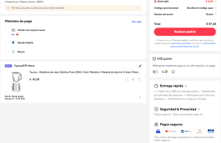 Batidora vaso Taurus Optima Pure 1500W por solo 37,18€