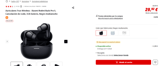 Auriculares True Wireless Xiaomi Redmi Buds Pro 5 por 29,92€