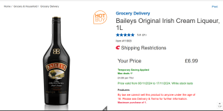 Baileys Original Irish Cream Liqueur – £6.99