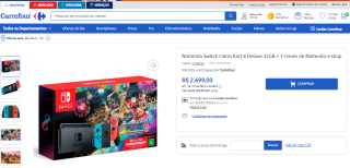 Console da Nintendo, modelo Switch Mario Kart 8 de 32GB - R$ 2.699
