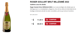 6 Botellas de Roger Goulart Brut Millésimé 2022 por 38€