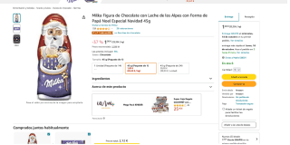 Milka Figura de Chocolate con Leche de los Alpes con Forma de Papá Noel Especial Navidad 45g