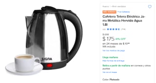 Cafetera Tetera Eléctrica Jarra Metálica $175 | Descuento Mercado Libre