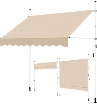 Toldo manual retractil para balcón con manivela 210-300cm, altura ajustable 250x180 cm por 75,99€