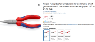 Platspitse tang met zijsnijder (radiotang) 25 02 140 KNIPEX voor €17,90 bij Amazon