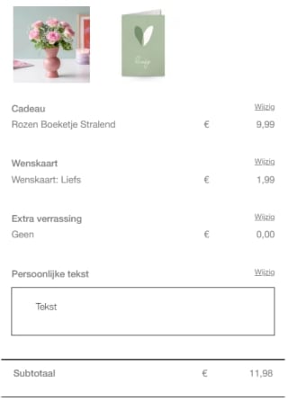 Gratis kaart bij je valentijnscadeau bij Bloompost