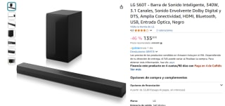 LG S60T Barra de Sonido Inteligente, 340W, 3.1 Canales por 135,20€