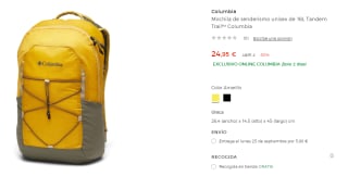 Columbia Mochila de senderismo unisex de 16L Tandem Trail por 24,95€