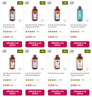 3 geles ducha por 9,99€