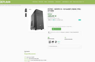 PC de sobremesa i5 14400F 16GB 1TB GT 1030 por solo 469€
