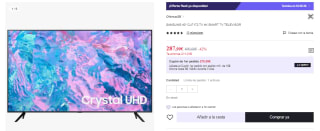Televisor Samsung UE43CU7172UXXH 43" LED Crystal UltraHD 4K HDR10+ por 287.99€ (Cuenta Nueva 275.99€)