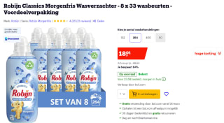 Robijn Morgenfris Wasverachter 8x 825ml voor €18,01 bij Bol.com