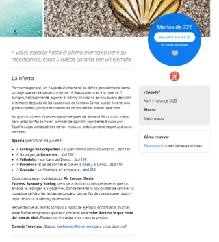 Vuelos ida y vuelta por España por menos de 22€