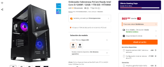 Ordenador Sobremesa PcCom Ready Intel Core i5-12400F / 32GB / 1TB SSD / RTX4060 por 869€