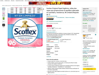 96 Papel Scottex Original higiénico dos capas por solo 18,70€