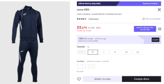Chandal Joma Championship VII Tracksuit por 15.87€