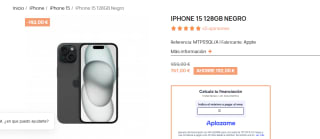 Apple iPhone 15 128GB Negro por 767€