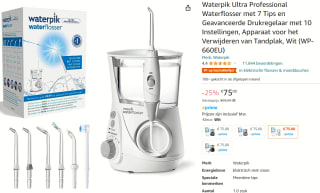 Waterpik Ultra Professional Waterflosser met 7 Tips voor €75 bij Amazon.