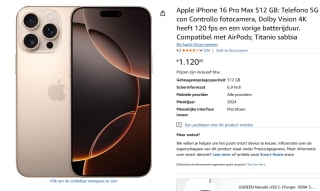 Apple iPhone 16 Pro Max, 512GB opslag Brons voor €1.120 bij Amazon
