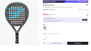 Pala Bullpadel Kitter Azul por 30.52€ (Cuenta Nueva 20.52€)