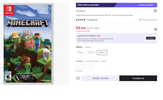 Juego Nintendo Switch Minecraft por 25.49€ (Cuenta Nueva 15.49€)