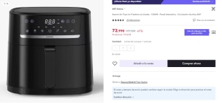 Freidora sin Aceite Xiaomi Air Fryer 6L - 1500W - Panel Interactivo - Circulación de Aire 360º por 58.99€