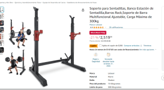 Soporte de Barra Multifuncional Ajustable 300kg por $2320