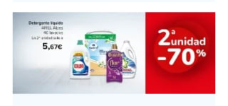 Segunda Unidad al -70% productos para cuidados de la ropa y del hogar desde Carrefour.