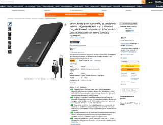 VRURC Power Bank 30000mAh 22.5W Carga Rápida por solo 25,19€