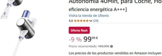 Ultenic U10Ultra Aspiradora Escoba sin Cable 40Kpa, Autoportante por 99,99€