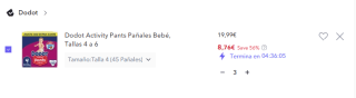 Chollazo Dodot Activity Pants Pañales Bebé, Tallas de 4 a 6 por 8,76€ el paquete más en descripción