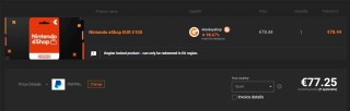 Tarjeta Nintendo Eshop de 100€ por solo 77,25€ paypal