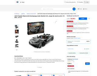 LEGO Techni Juego de construcción Hipercoche Koenigsegg Jesko Absolut Gris +10 años por 32,89€