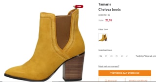 Tamaris suède enkellaarsjes okergeel voor €29,99 bij Schuurmanschoenen