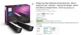 2 x de Philips Hue Play lightbar - wit en gekleurd licht - zwart - 2-pack voor €160,70 bij Amazon