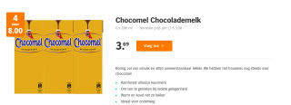 24 Pakjes Chocomel van 200 ml voor €8 bij de AH