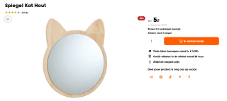 Houten spiegel kat 28 cm voor €5 bij de Kwantum
