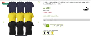Heren T-shirt 3-pack Puma Teamgoal 23 voor €24,40 bij Outlet46