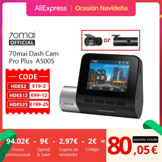 70mai Cámara de salpicadero Pro Plus A500S Built GPS a 77,23€