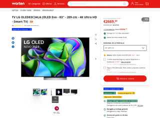 TV OLED EVO 83" LG OLED83C34LA 120Hz 4xHDMI 2.1 Dolby Vision & Atmos por 2,669€