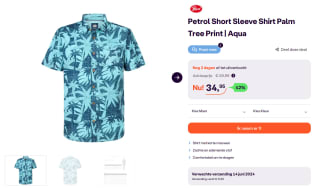 Petrol Aqua hemd met palmbomen print voor €34,95 bij iBOOD