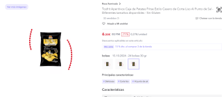 24 bolsas de patatas fritas 30 gr por 6,50€