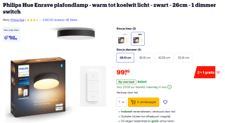 3x Philips Hue Enrave plafondlampen voor €199,90 bij Bol