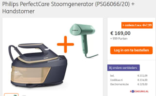 Philips PerfectCare Stoomgeneratormet gratis Handstomer voor €169 + 999 ING punten