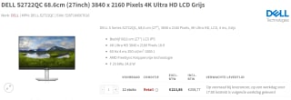 Dell S Series S2722QC 27" 4K Ultra HD USB-C IPS monitor voor €258,77 bij Redshell