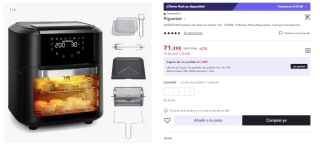 AIGOSTAR Freidora de Aire sin Aceite 12L, 1700W, 9 Modos Preconfigurados, Incluye 6 Accesorios por 71.39€ (Cuenta Nueva 61.39€)